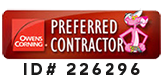 A red sign with the words preferred contractor and number 2 2 6 2 9