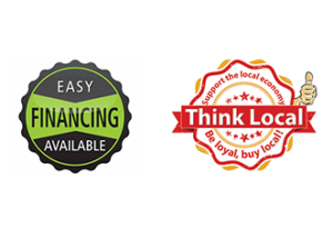 Easy Financing Available and Think Local badges