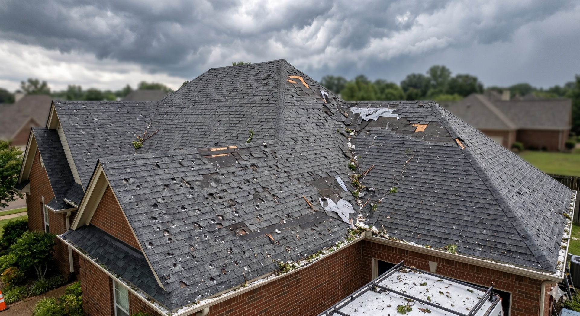 Storm damaged roof - Ultimate Roofing